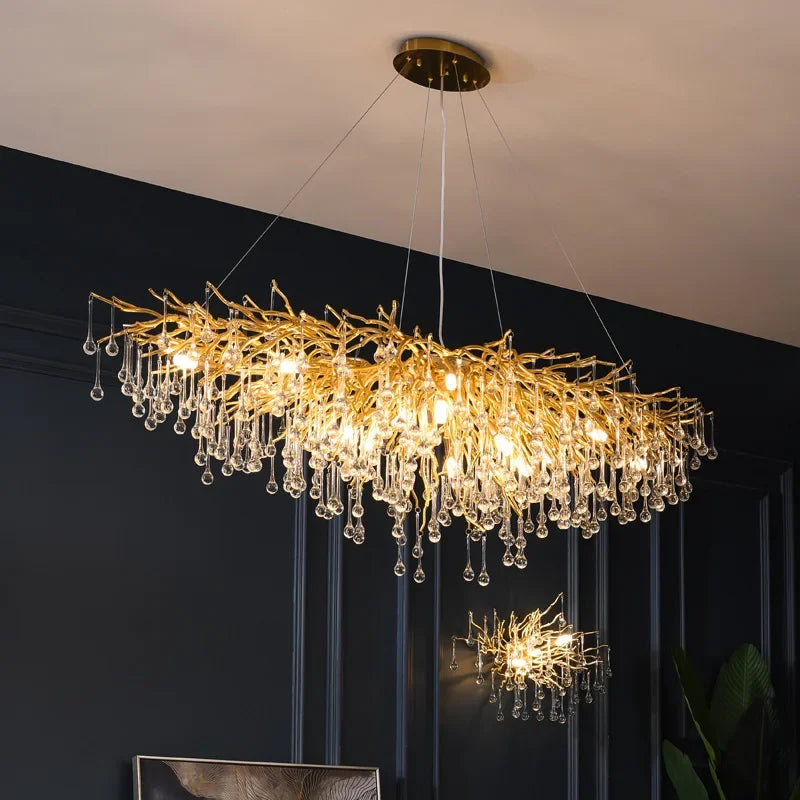 ثريا DecorBites™ Crystal Branch لغرفة المعيشة وغرفة النوم، مصباح قلادة LED