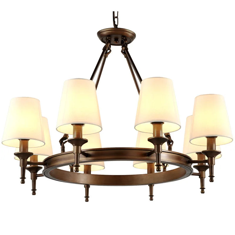 DecorBites™ Country Retro Chandelier Fabric Lampshade Ceiling Pendant Light for Home Indoor Decor