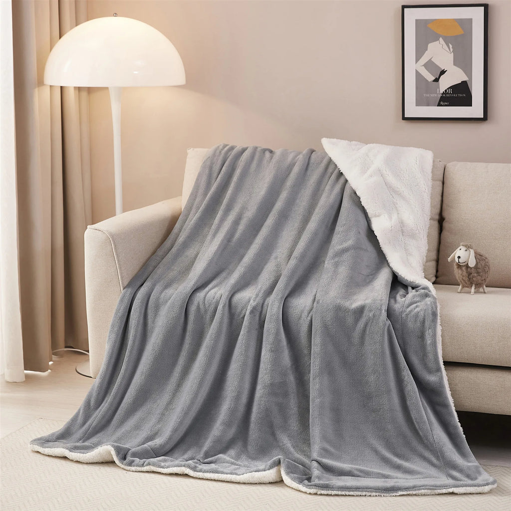 DecorBites™ Cozy Sherpa Twin Blanket: Super Soft Fleece & Velvet Plush Reversible Warm Winter Bed Blanket