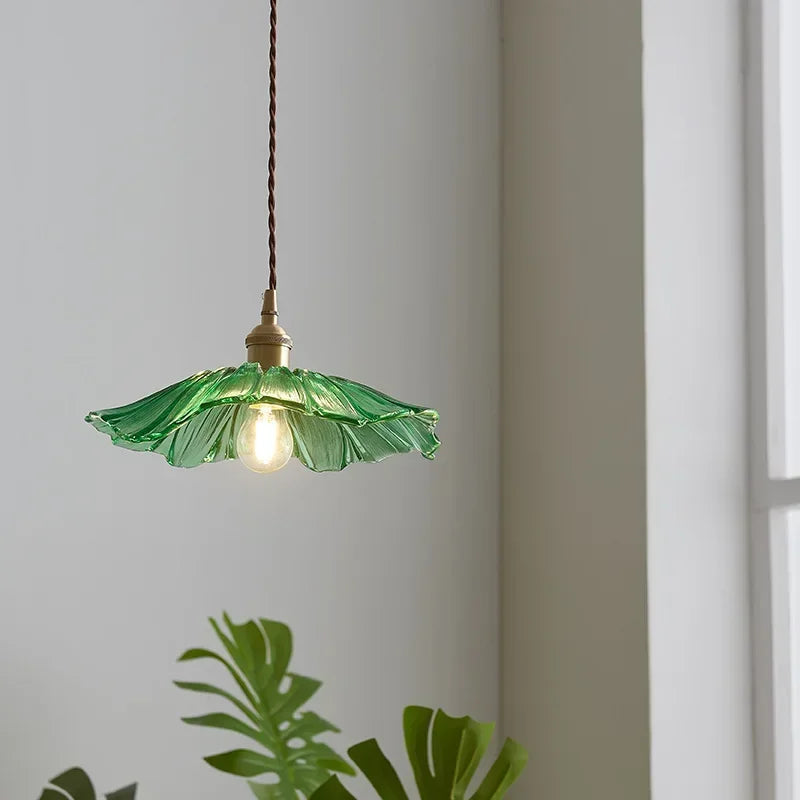 Vintage Flower Glass Pendant Light Fixture
