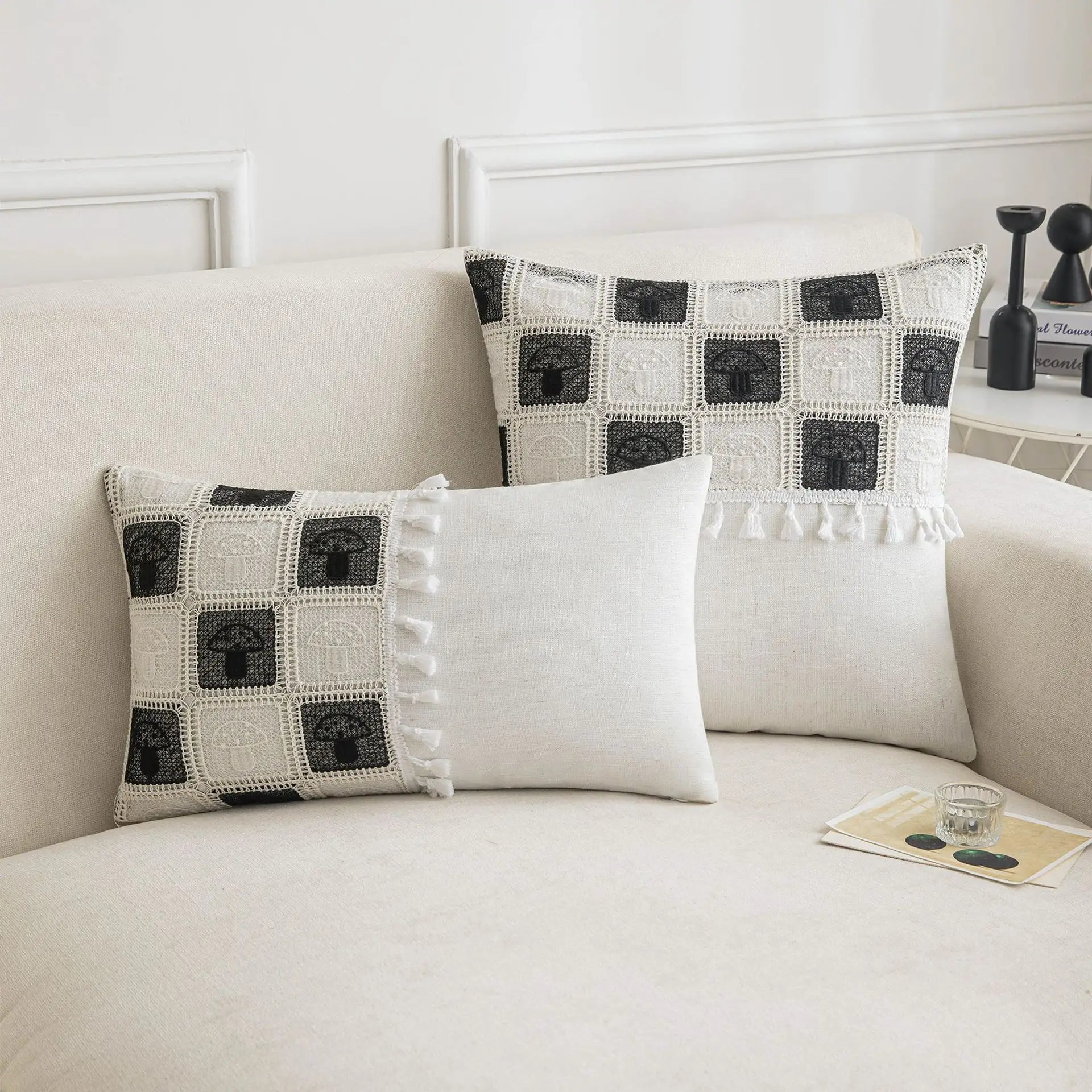 DecorBites™ Geometric Checker Cushion Cover: Nordic Style Decorative Throw Pillow Cover