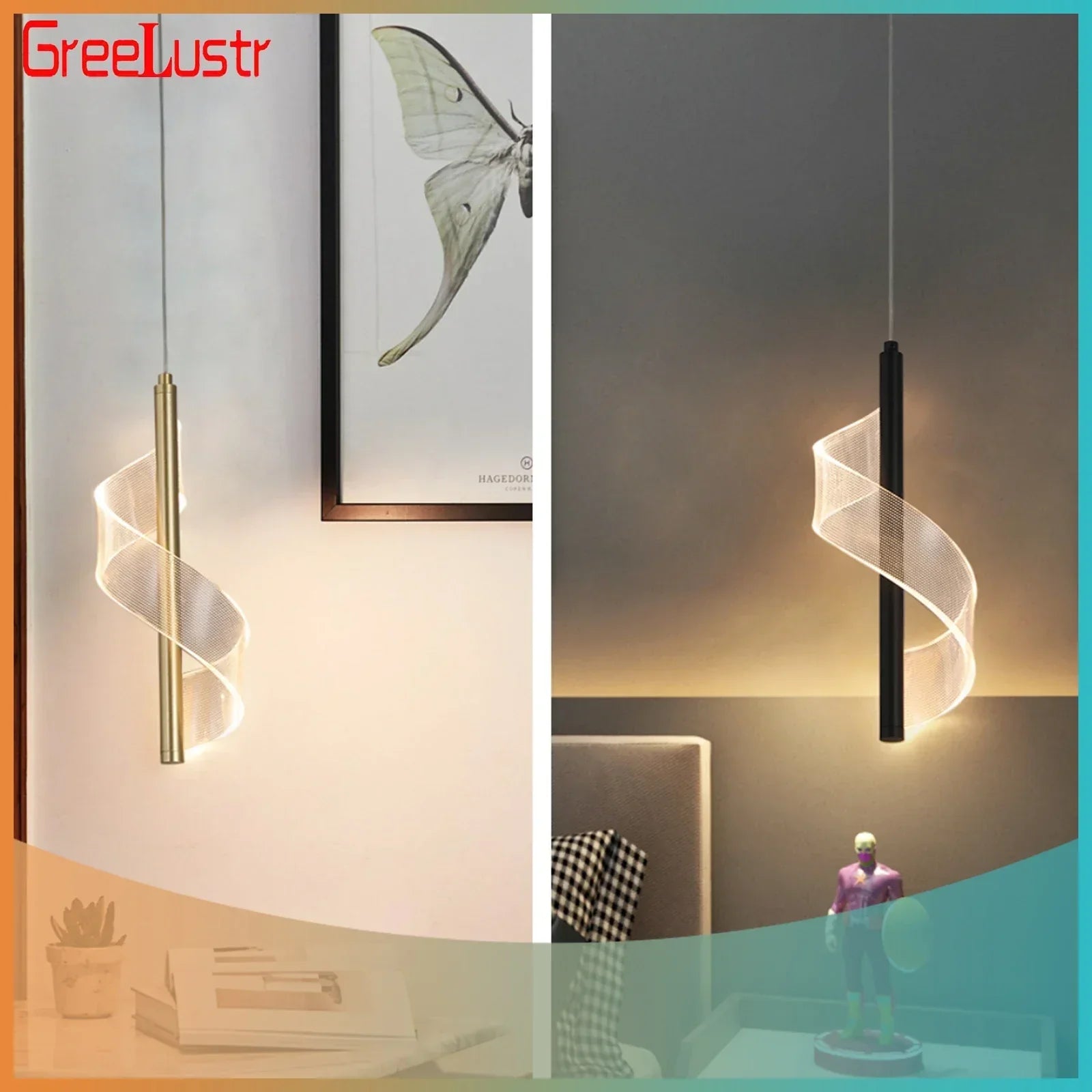 ثريا إضاءة LED متدلية من ديكور بايتس™ للمساحات المعيشية وتناول الطعام والمطابخ وديكور المنزل