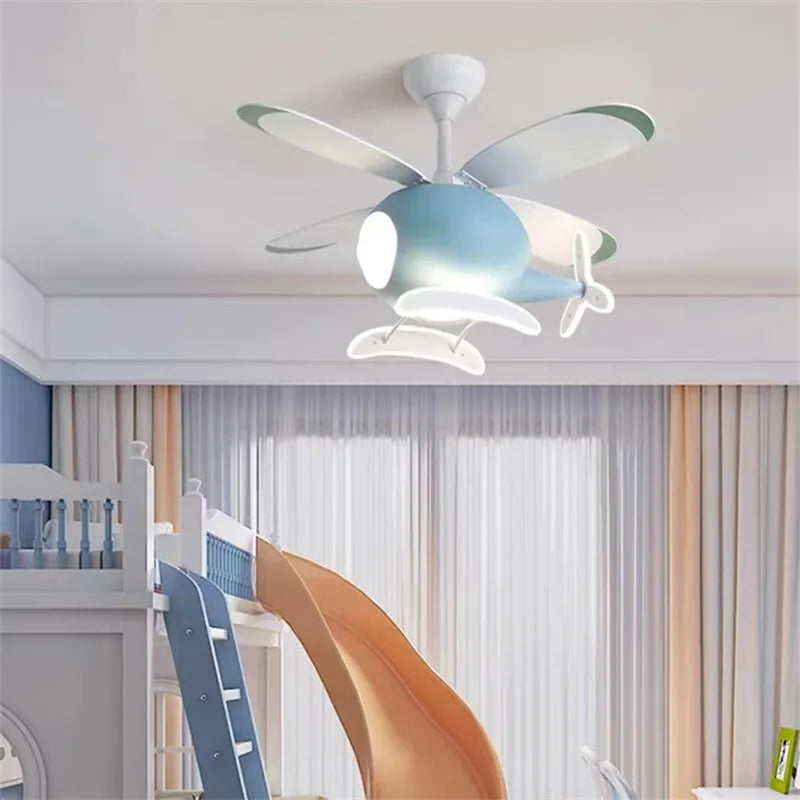 مراوح سقف هليكوبتر DecorBites™ مزودة بثريات: مصباح ديكور إسكندنافي إبداعي لغرفة الأطفال