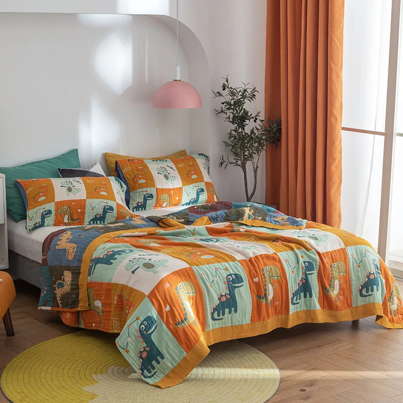 Couverture Serviette en Gaze de Coton DecorBites™ - Jacquard Double Face Teint en Fil pour Adultes et Enfants