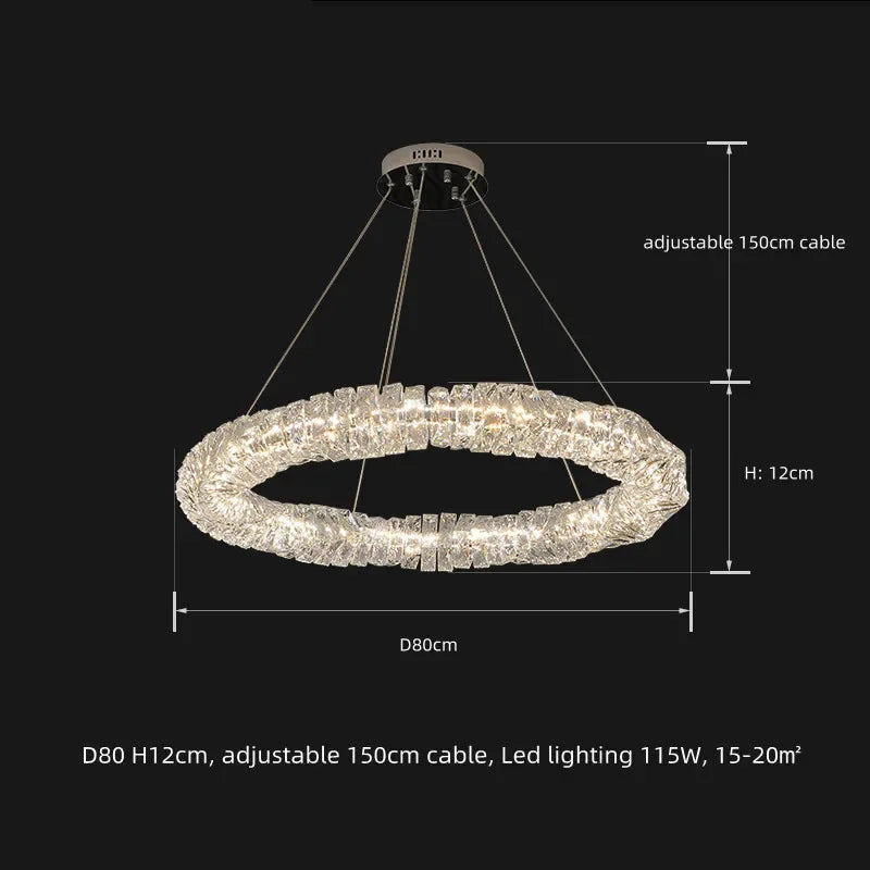مصابيح قلادة LED كريستالية من DecorBites™ | مصباح حلقي معلق قابل للتعتيم | تركيبات ديكور فاخرة حديثة