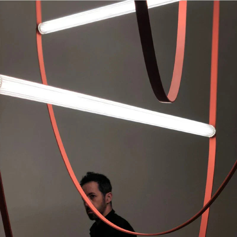DecorBites™ Leather Belt Chandelier: Modern Glass Tube Designer Lighting for Home, Restaurant & Villa