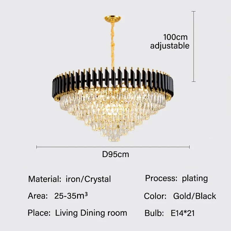 DecorBites™ Crystal LED Pendant Chandelier: Modern Luxury Living Room Dining Lighting Fixture