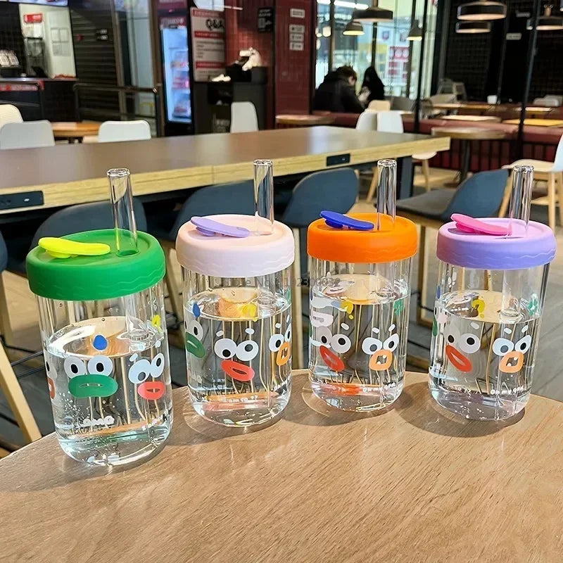 DecorBites™ Verres Kawaii avec couvercle et paille, Tasse à Bubble Tea - Vaisselle mignonne de 550 ml