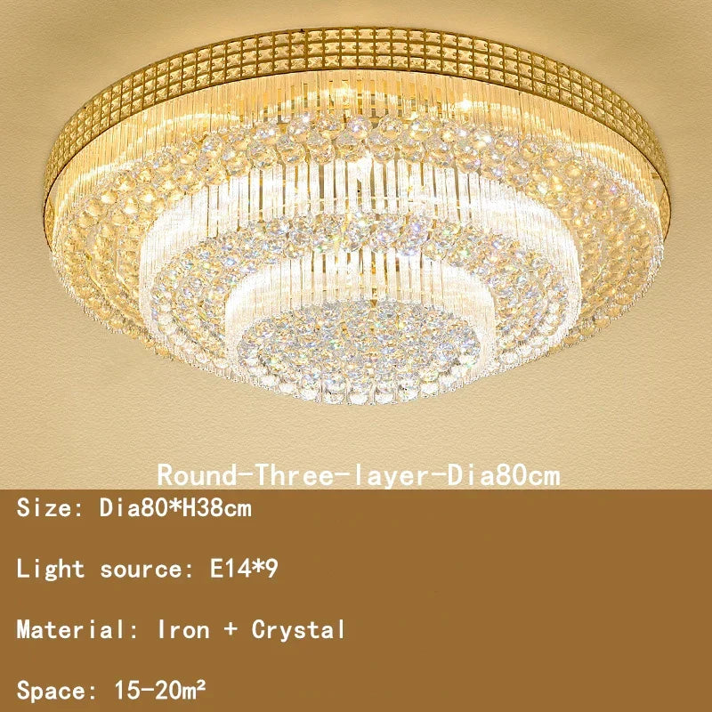 DecorBites™ Crystal LED Chandelier Cake Ceiling Lamp for Living Room Bedroom Kitchen Hotel