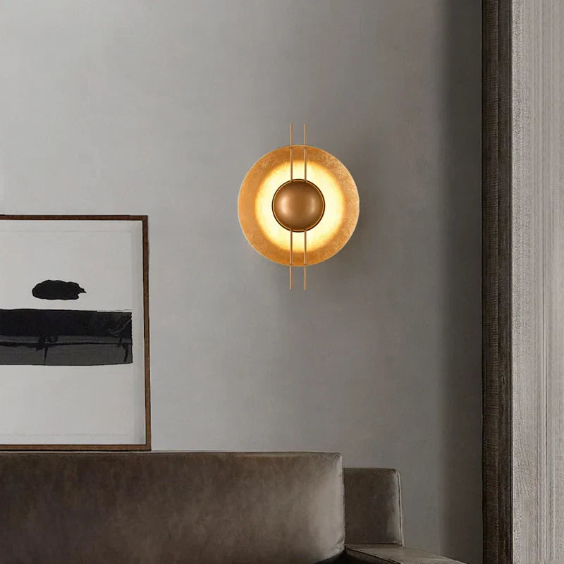 DecorBites™ Gold Round Villa Wall Lamp: Retro LED Lighting for Corridor, Living Room, Bedroom.