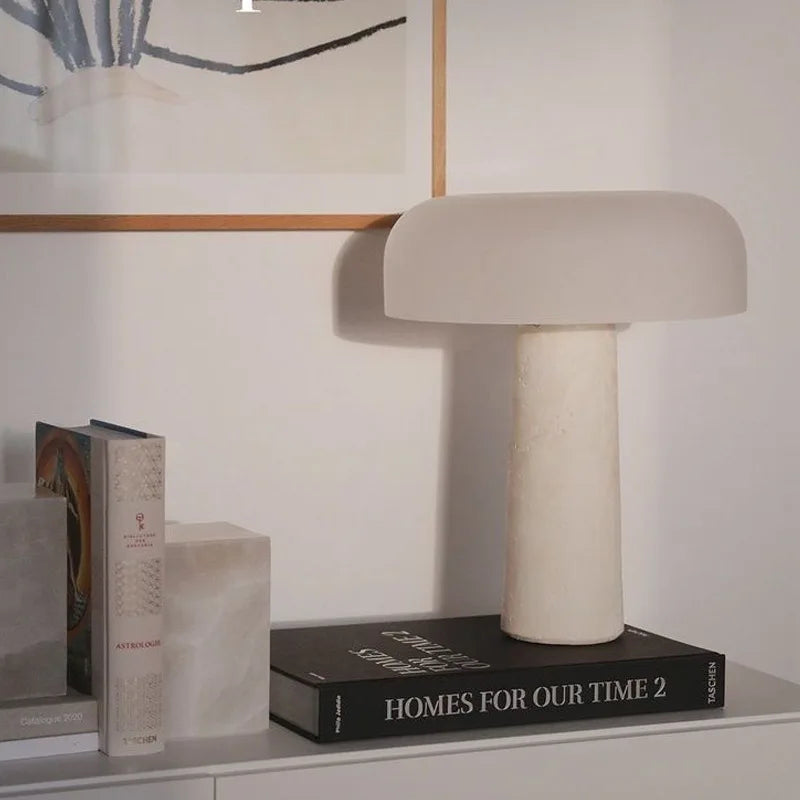 DecorBites™ Cream Marble Table Lamp: Modern LED Bedroom Lighting Fixture