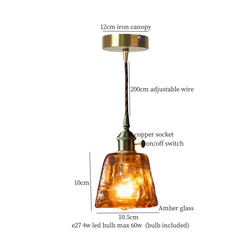 DecorBites™ Cracked Glass LED Pendant Light for Cafe Bar Kitchen Living Room