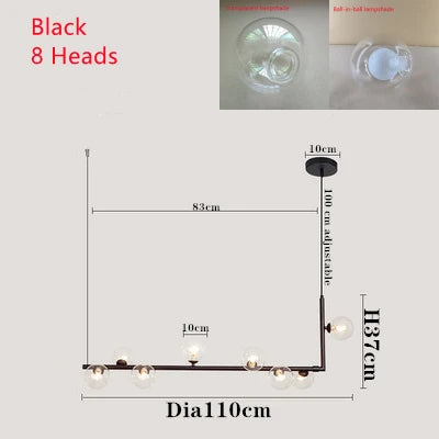 DecorBites™ Dual Glass Lamp Ceiling Chandelier LED Suspension Light for Dining and Kitchen