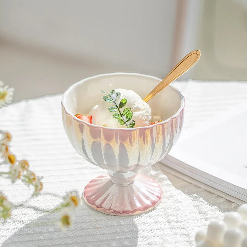 DecorBites™ Gradient Gloss Ceramic Dessert Bowl Goblet Jewelry Tray Decor Snack Storage Container