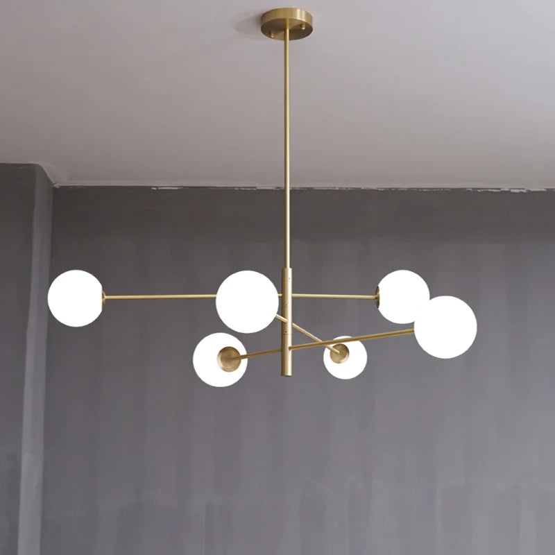 DecorBites™ Glass Brass Chandelier Modern Pendant Light for Home Living Room Restaurant Bedroom
