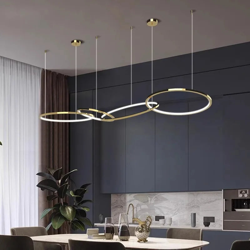 DecorBites™ Gold Stainless Steel Silicone Pendant Lamp - Modern Round LED Lustre