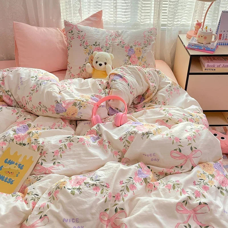 طقم لحاف قطني بتصميم كرتوني مريح من DecorBites™ للكبار