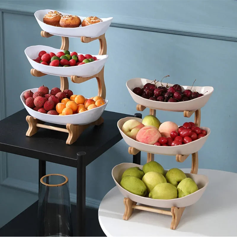 DecorBites™ 2/3 Layer Table Plates Dinnerware Fruit Bowl Salad Cake Stand Plate Bowl