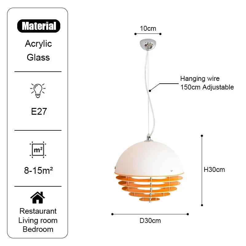 Bauhaus Sunset Orange Acrylic Pendant Light