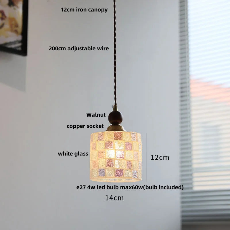 DecorBites™ Amber Glass LED Pendant Light - Modern Nordic Design with Iron Base