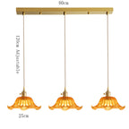Korean Retro Glass Pendant Light With Wood Accent
