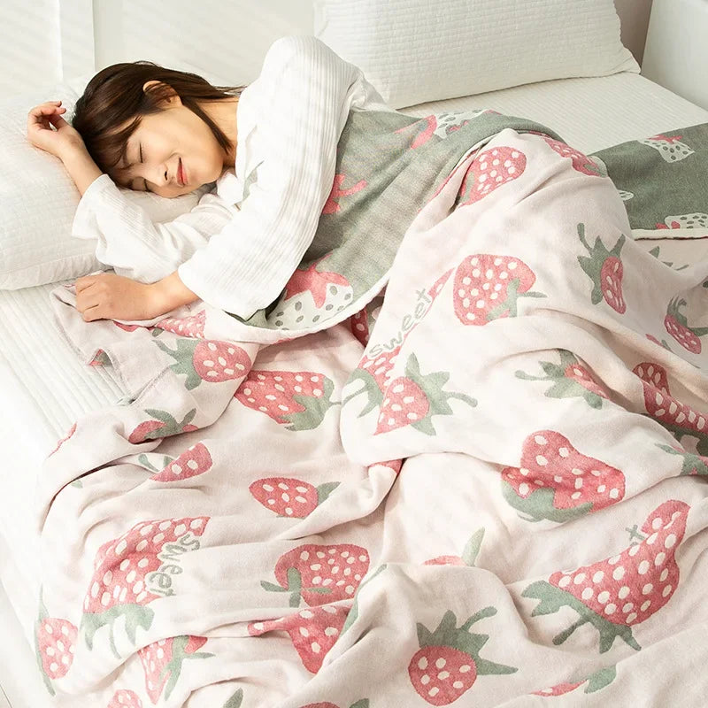 DecorBites™ Double Cotton Blanket: Soft & Breathable Bed Cover