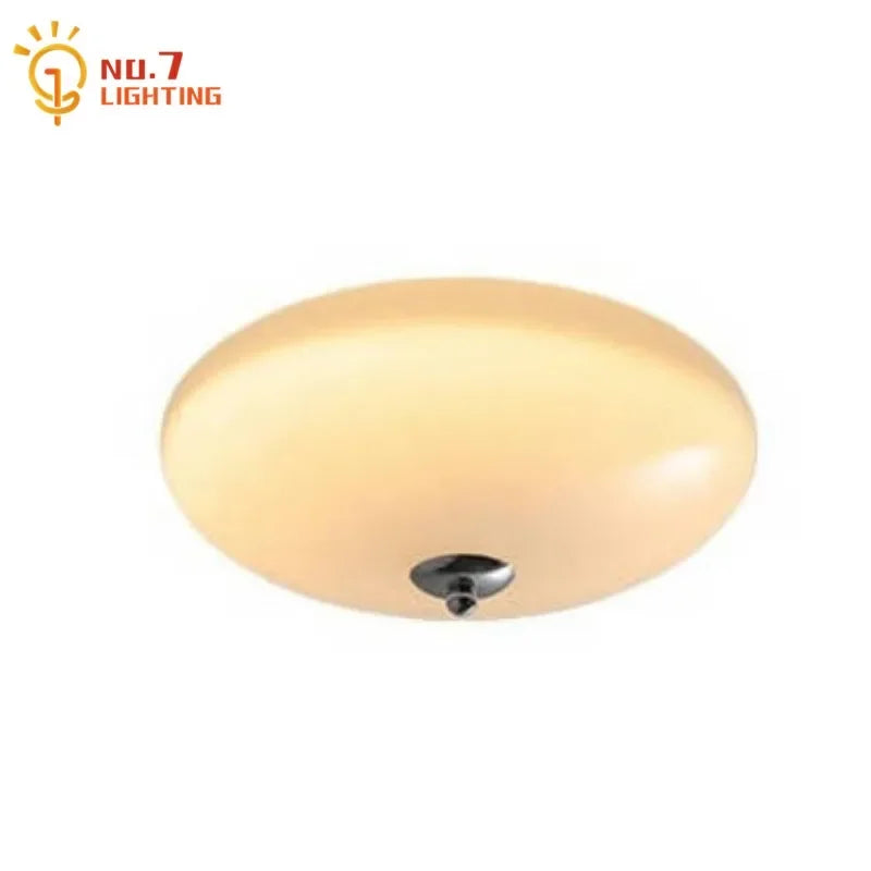 DecorBites™ Cream Glass Round Ceiling Lights | Modern LED Indoor Lighting | Bedroom Study Balcony Lighting
