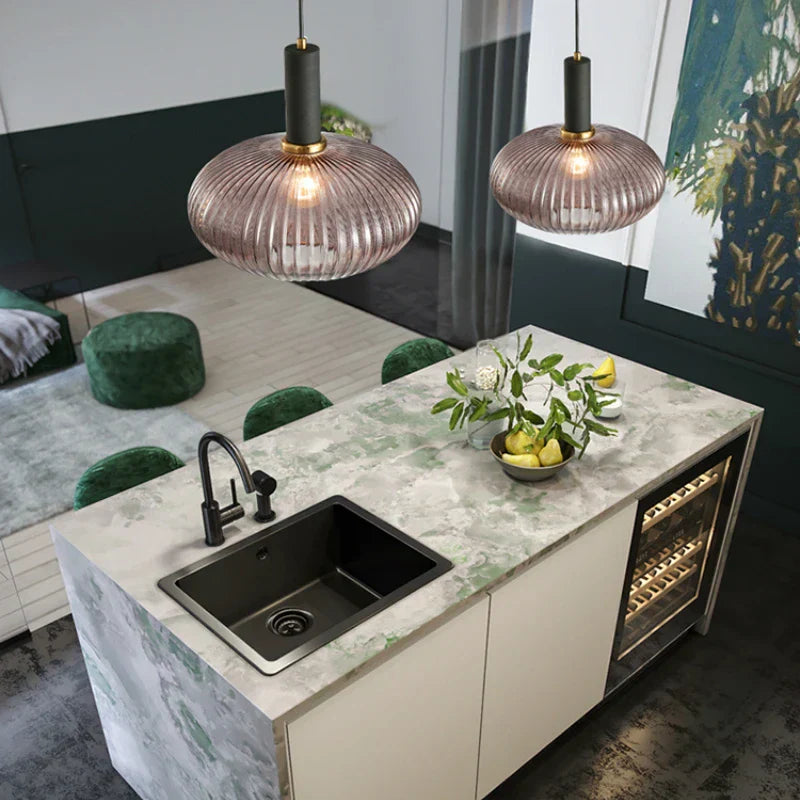 DecorBites™ Gray Glass LED Pendant Lights for Modern Nordic Home Decor
