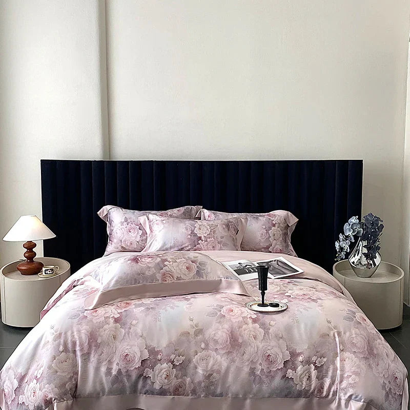 DecorBites™ Eucalyptus Fiber Flowers Print Bedding Set - Soft Silky Cool Feel