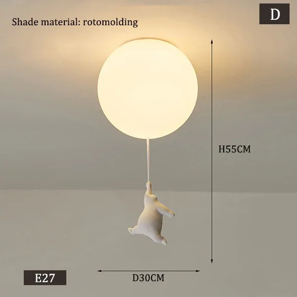 Polar Bear Resin Pendant Light for Kids Spaces