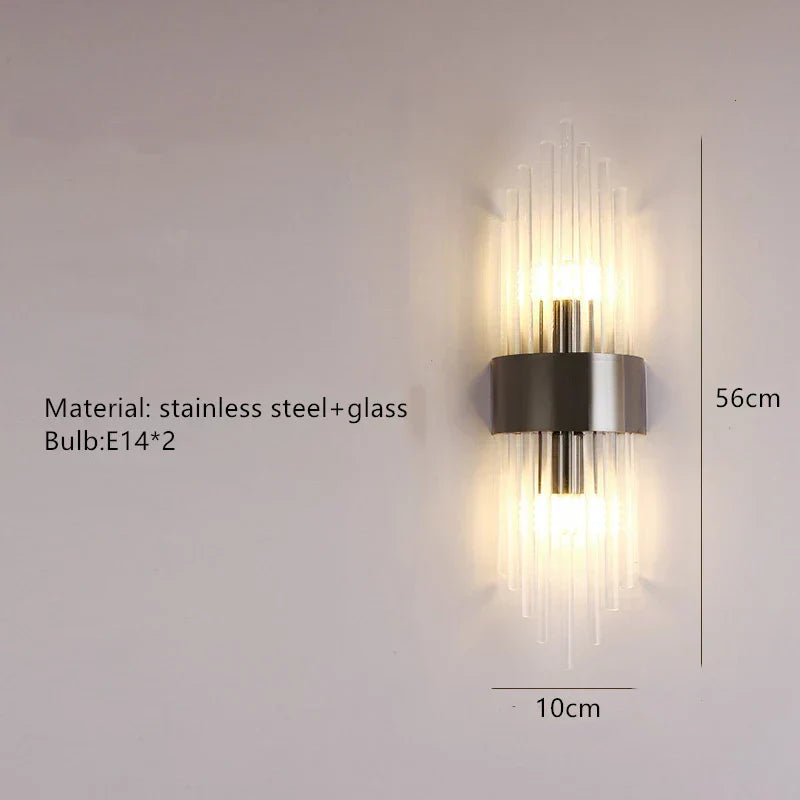DecorBites™ Clear Crystal LED Wall Lamp Stainless Steel Sconces