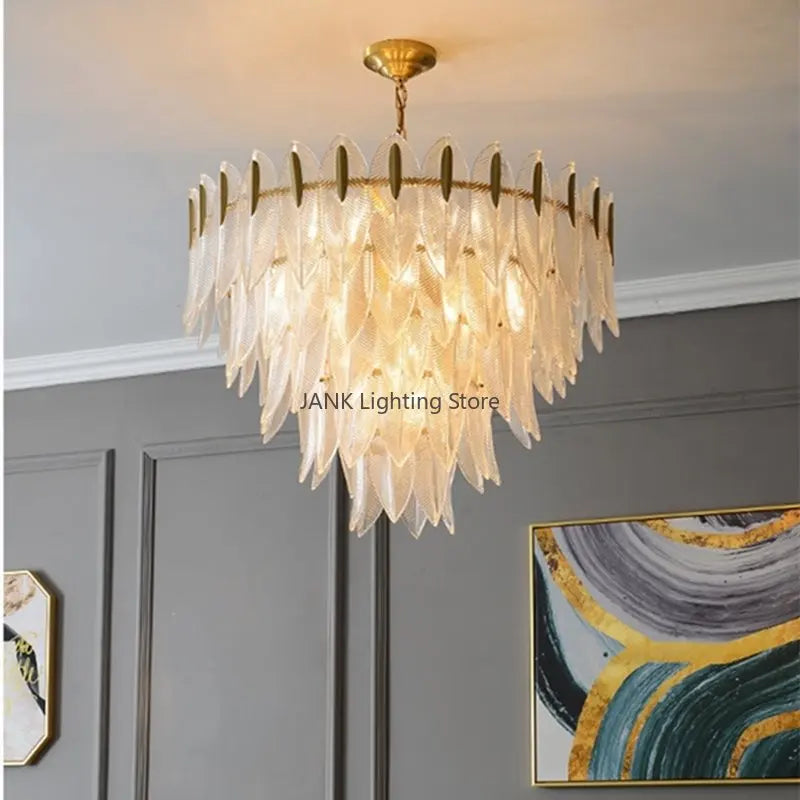 مصباح معلق ورقة شجر DecorBites™‎: إضاءة كريستال فاخرة وعصرية لغرفة المعيشة والمطعم وغرفة النوم.