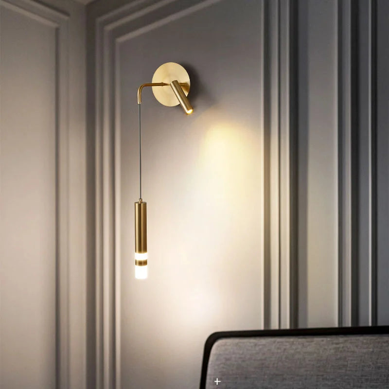 DecorBites™ Gold LED Wall Lamp: Luxurious Nordic Spotlight for Home Bedside, Living Room, Bed Wall Light