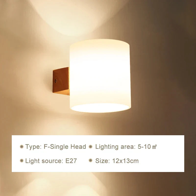 DecorBites™ LED Wooden Wall Lamps for Bedroom Stairs Interior Lighting Sconce Fixtures