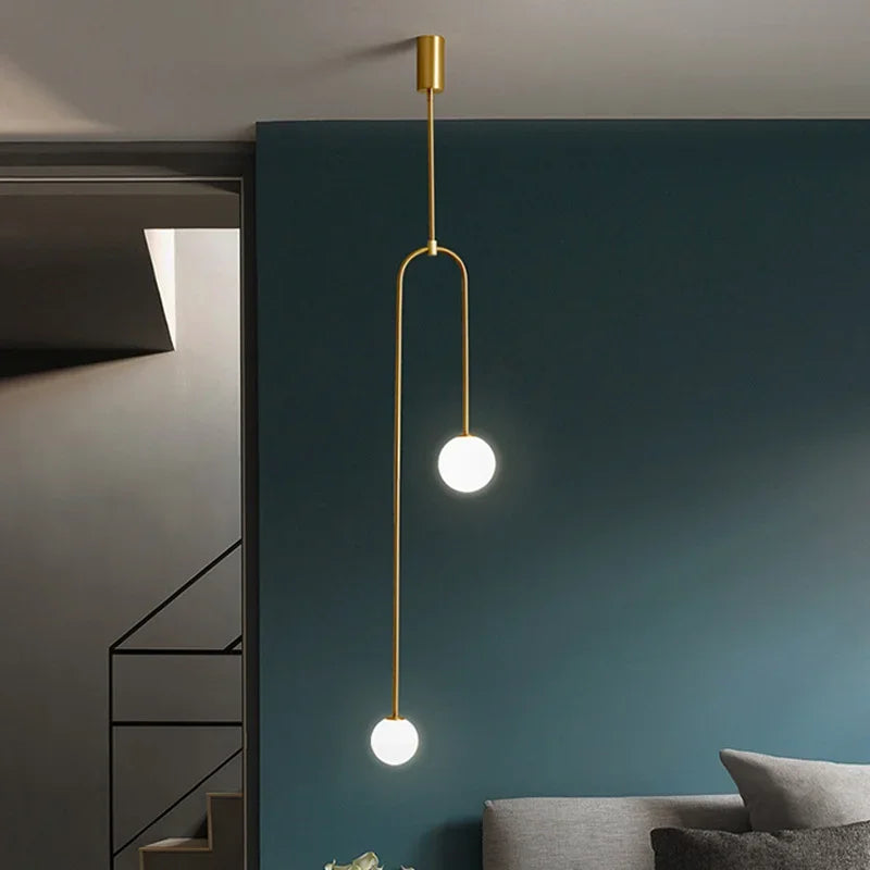 Nordic Glass Globe Pendant Light in Gold or Black