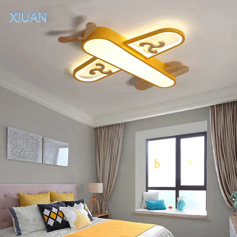 DecorBites™ Enfants Avion Suspension Bois Métal Appliques Maternelle LED