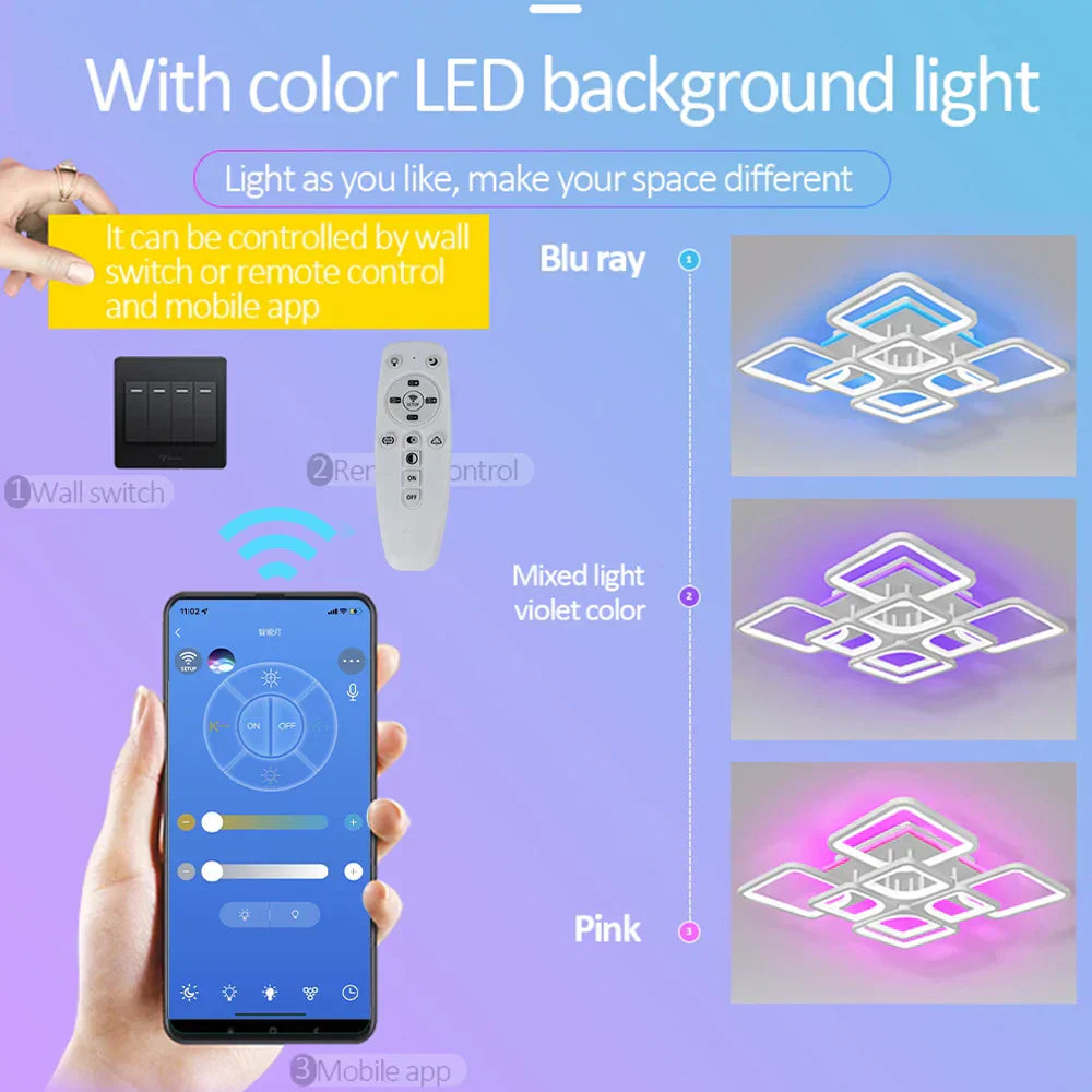 ثريا سقف LED من DecorBites™ بإضاءة قابلة للتعتيم لديكور المنزل