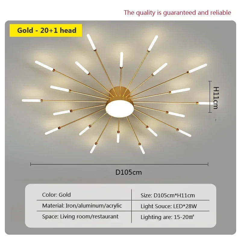 DecorBites™ Acrylic Sunflower Ceiling Lamp in Brushed Antique Gold