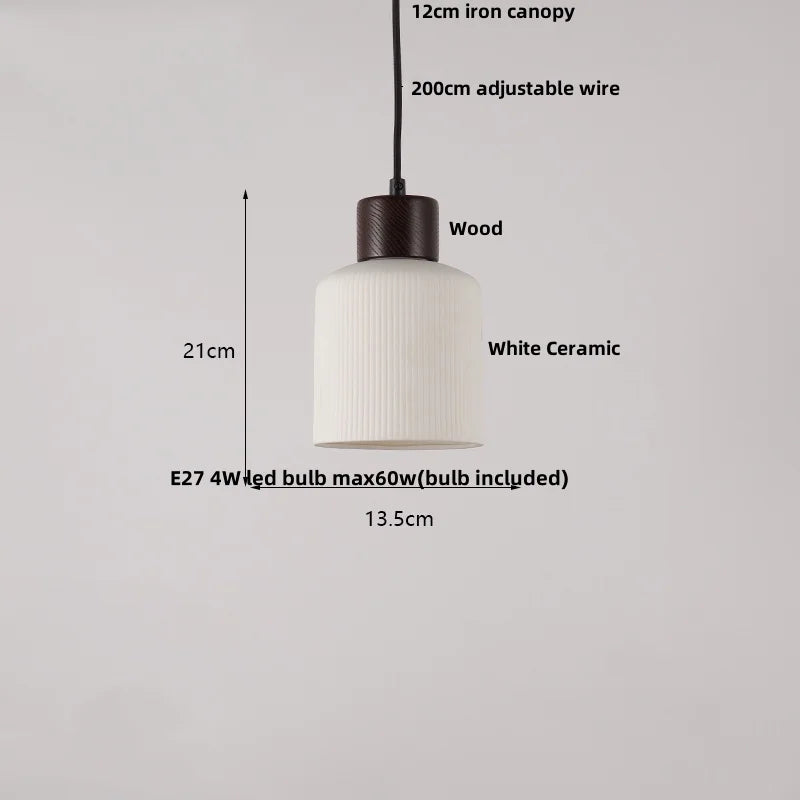 DecorBites™ Ceramic Wood Pendant Lamp LED Hanging Light Fixture for Modern Home Decor