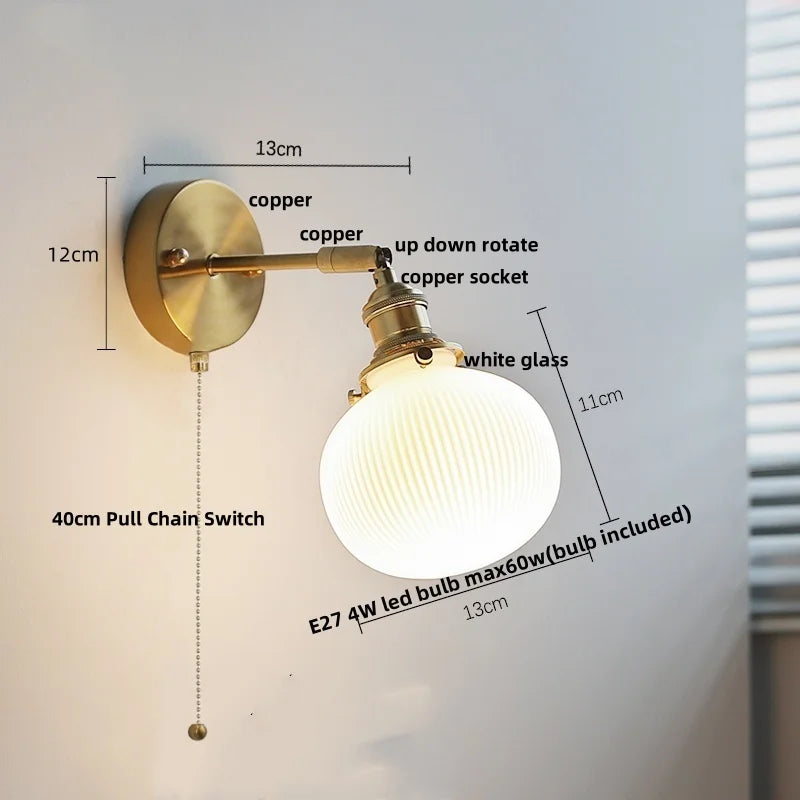 DecorBites™ Ceramic LED Wall Lights with Pull Chain Switch for Bathroom Mirror