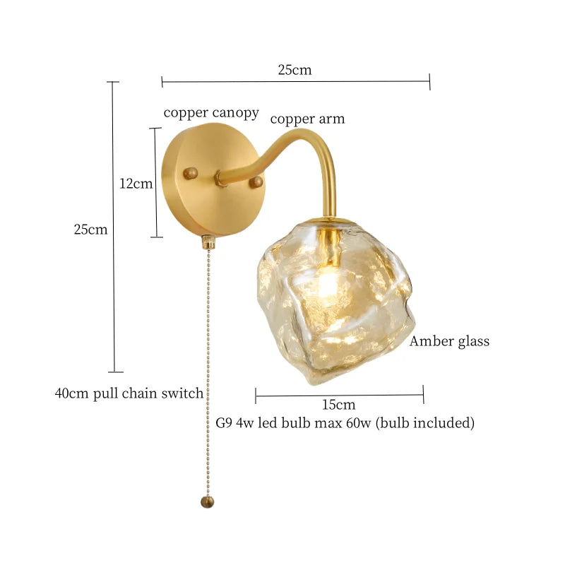 DecorBites™ Grey Glass LED Wall Lamp for Home Decor and Lighting