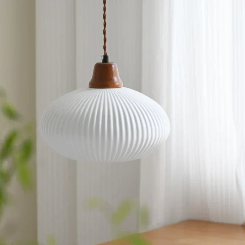 DecorBites™ Brown Wood LED Pendant Lamp Ceramic Nordic Hanging Light Fixtures