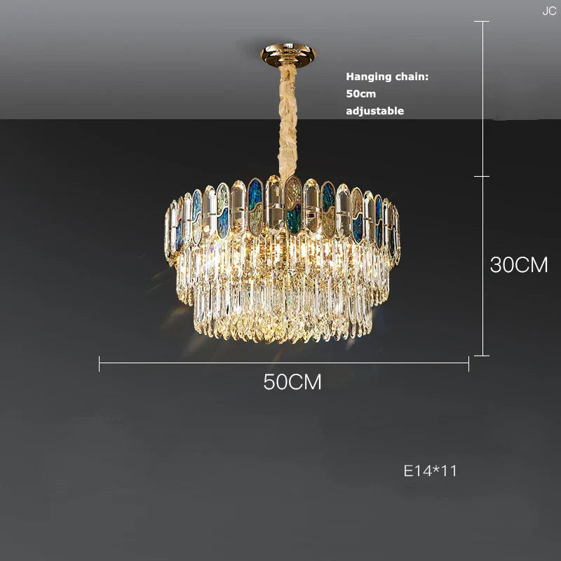 DecorBites™ Dimmable LED Sea Shell Crystal Chandelier Luminaire for Living Room