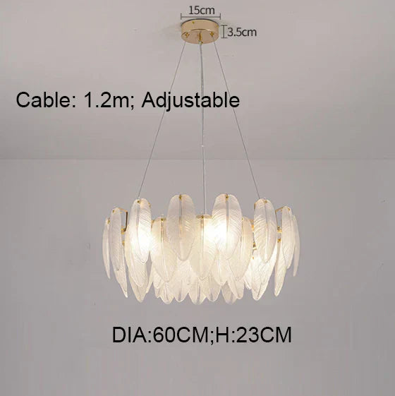 DecorBites™ ثريا ريش ذهبية بإضاءة LED معلقة لديكور المنزل