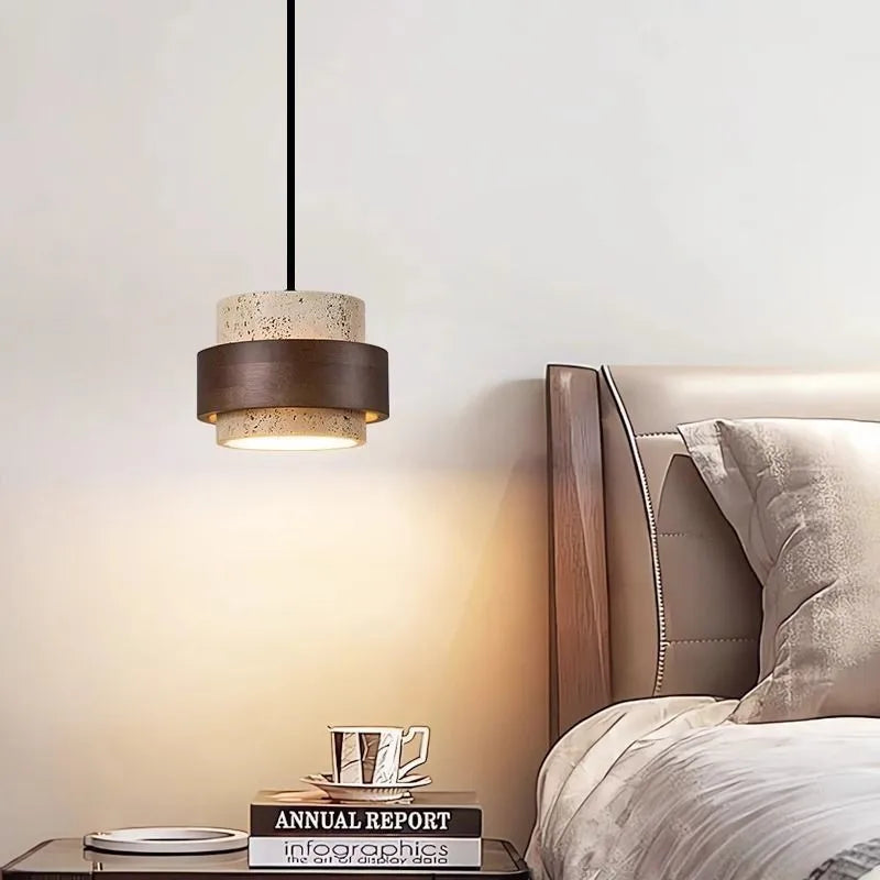 Japanese Wabi Sabi Stone Pendant Light in White or Gray
