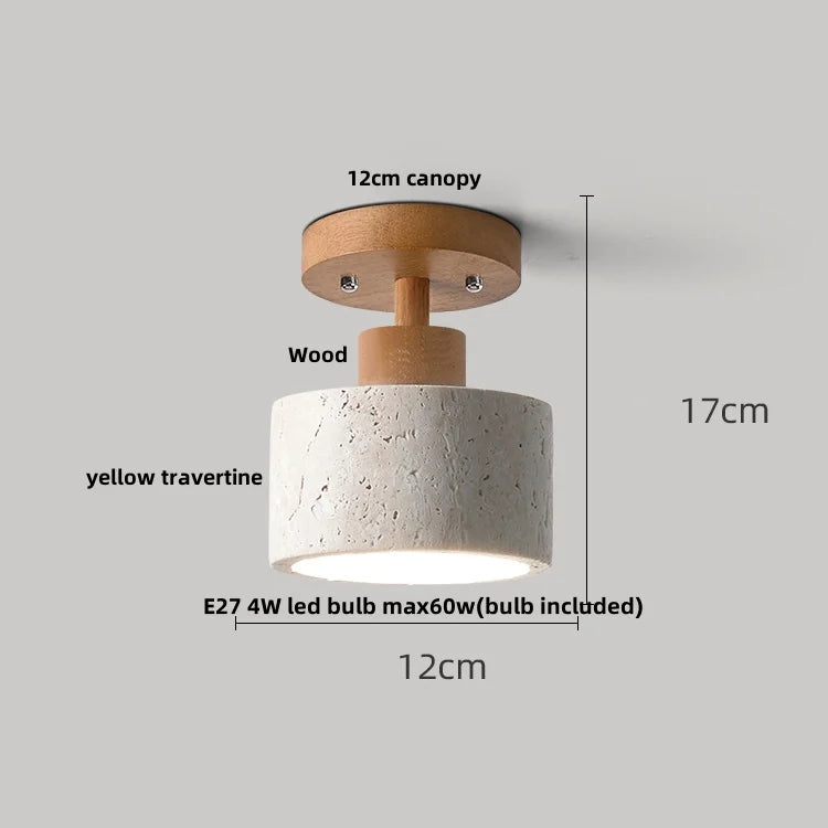 DecorBites™ Ellipse Stone LED Ceiling Light Natural Travertine Lamp Plafon