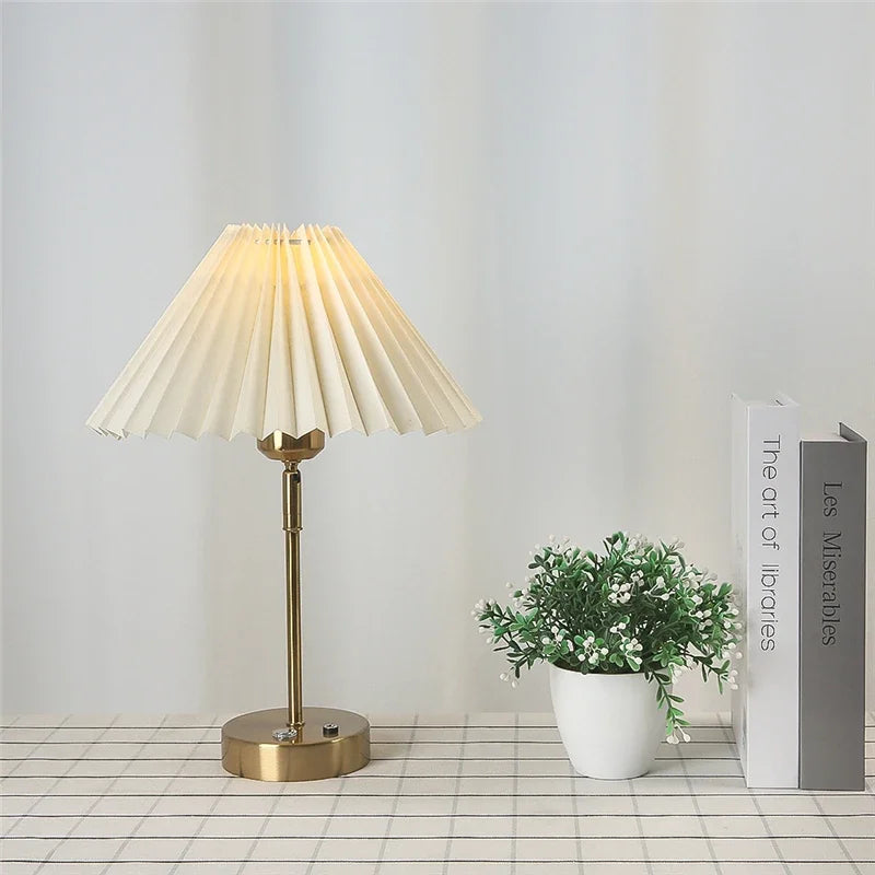 DecorBites™ Adjustable Pleated Table Lamps: Modern Nordic Retro LED Desk Lamp for Living Room, Bedroom.