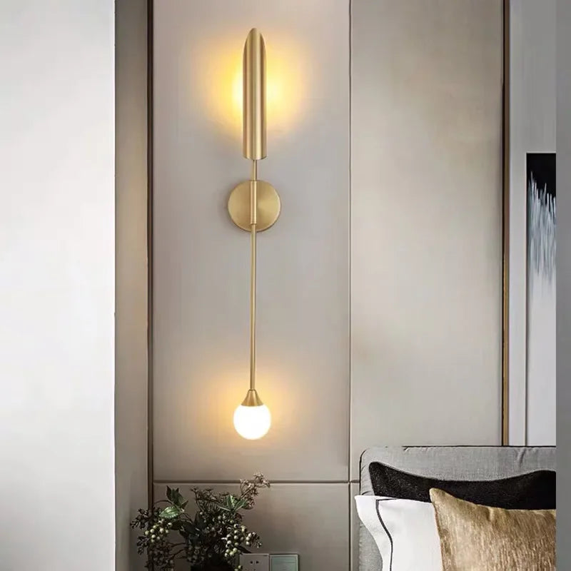DecorBites™ Golden Inclined Tube Wall Lamp for Modern Luxury Decor in Living Room