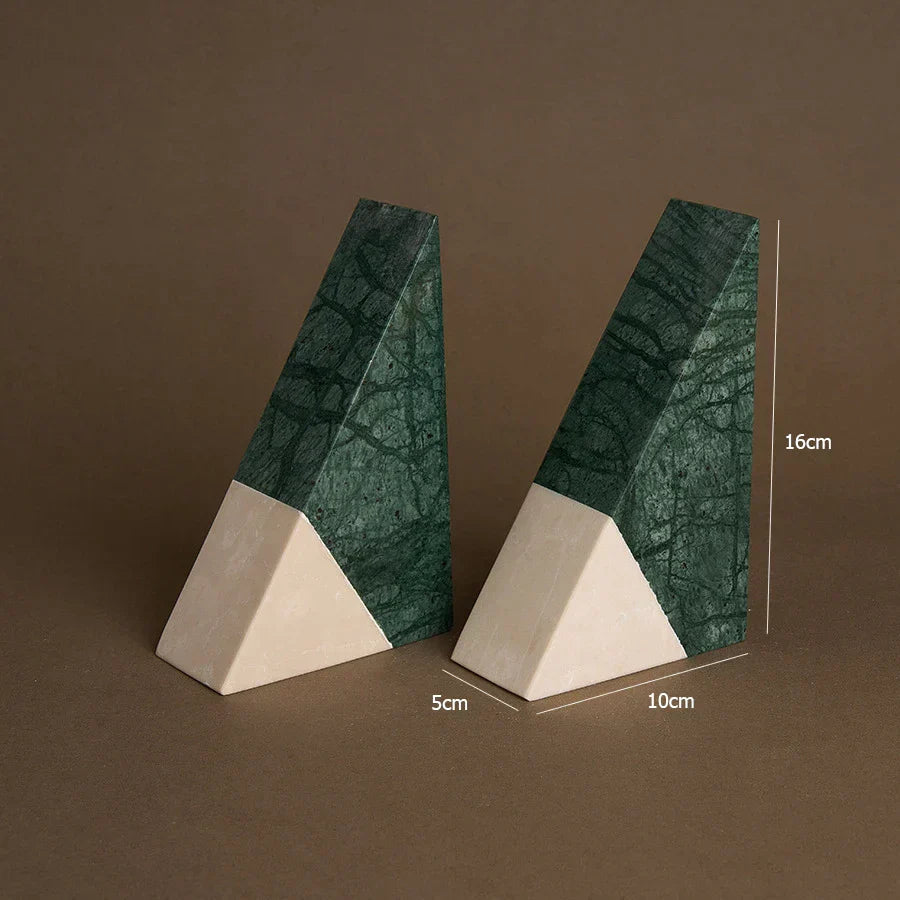 DecorBites™ Green Marble Bookends Retro Travertine Holder Home Decor