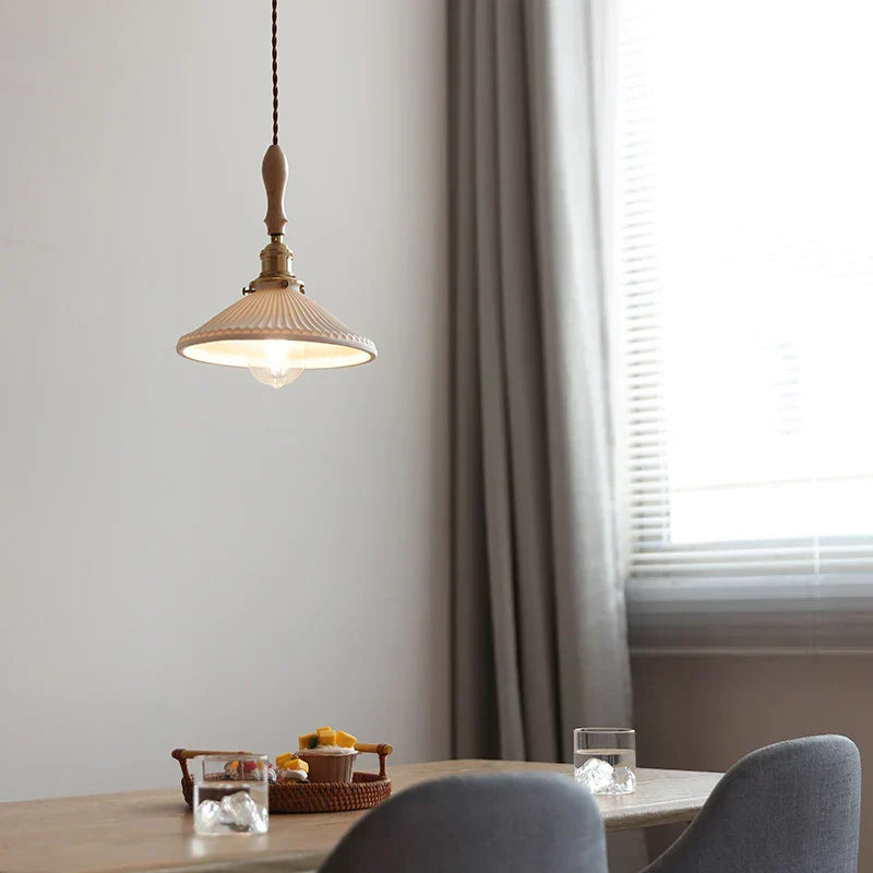 DecorBites™ Ceramic LED Pendant Lights with Ash Wood Nordic Design